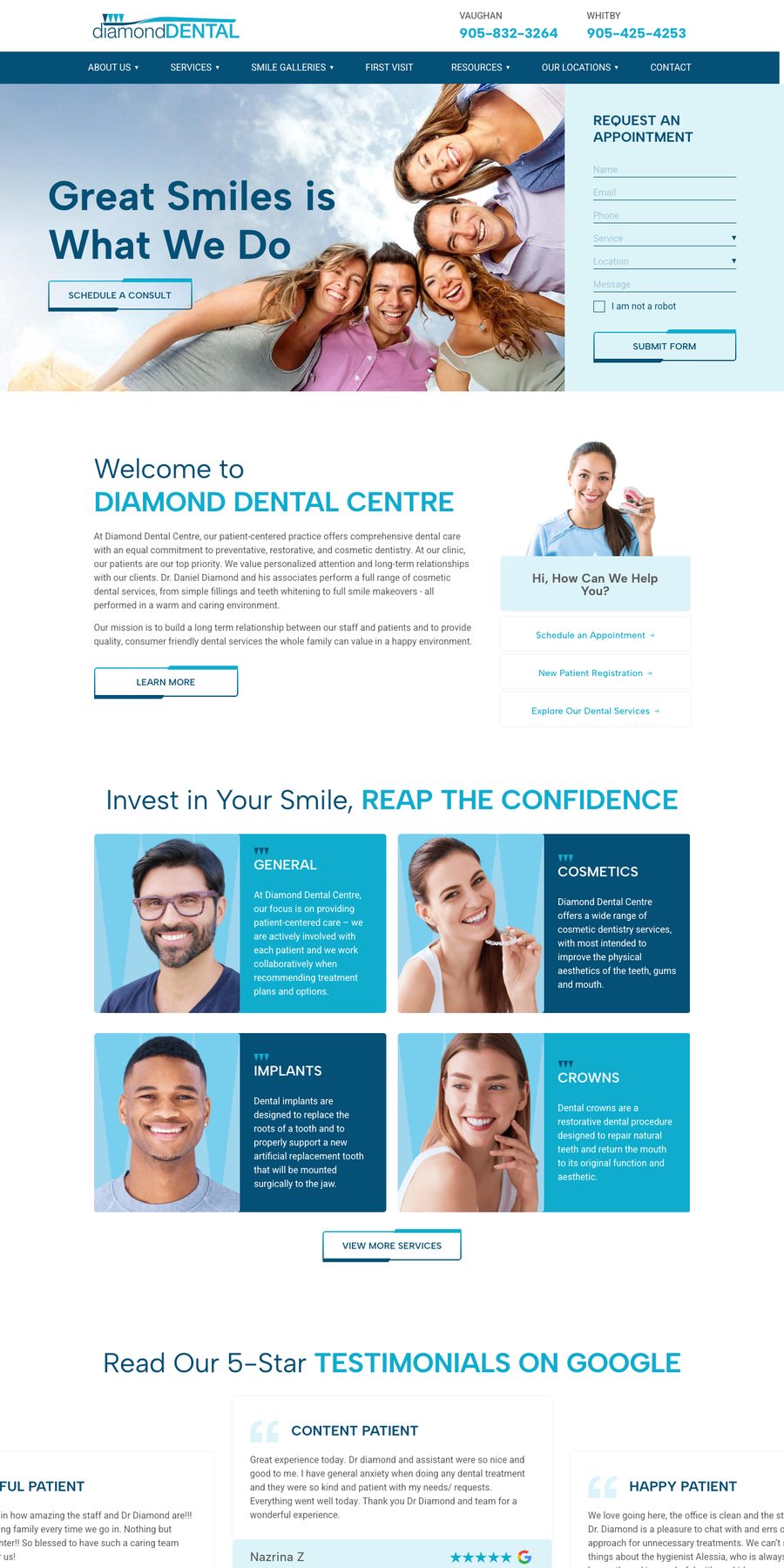 Diamond Dental Centre website
