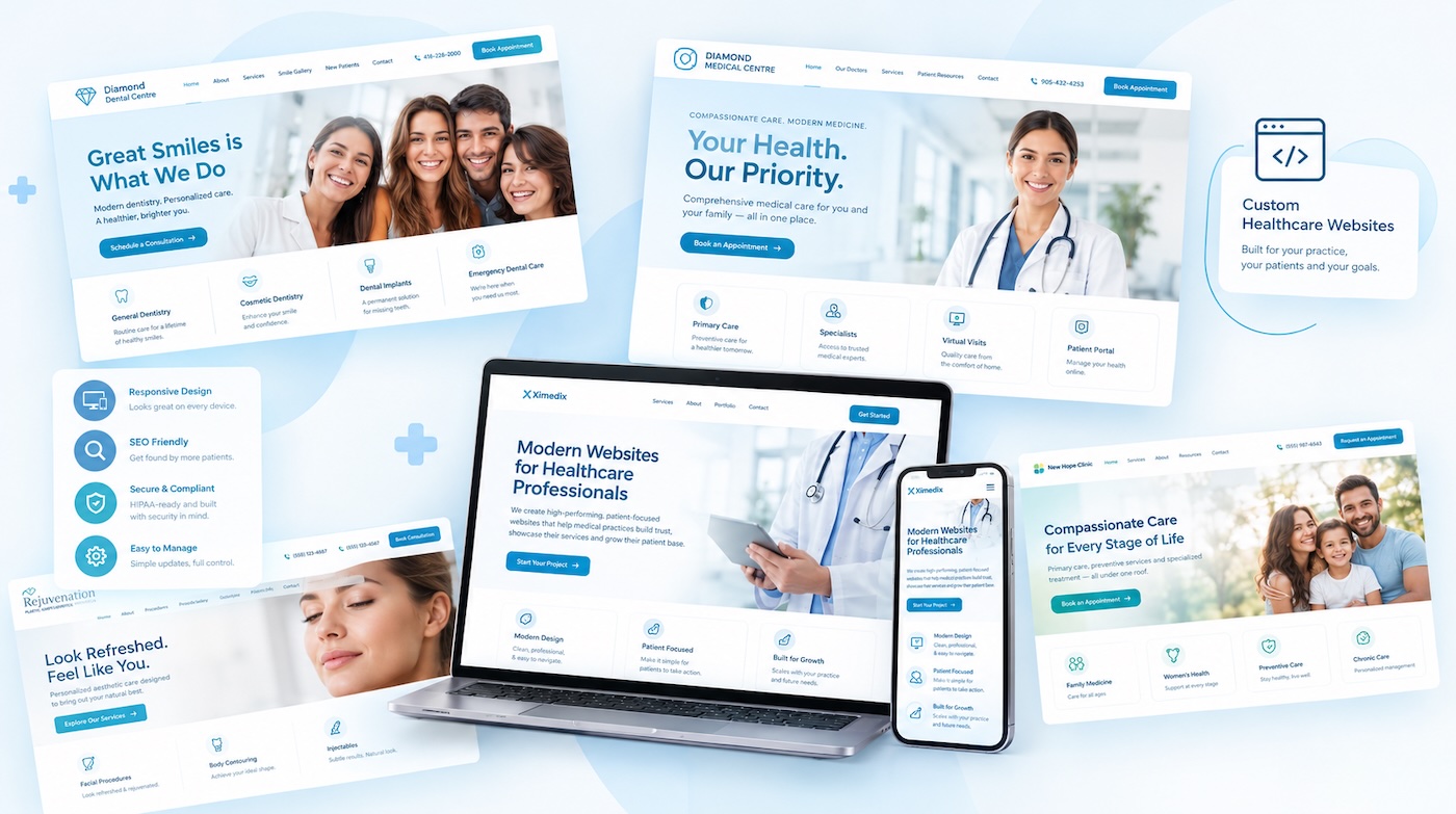 Ximedix web development team designing a medical practice website